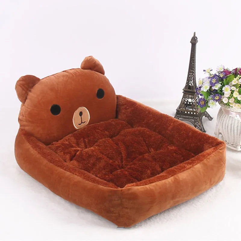 Cartoon-style pet bed for small dogs and cats with a washable cover in a choice of colours.