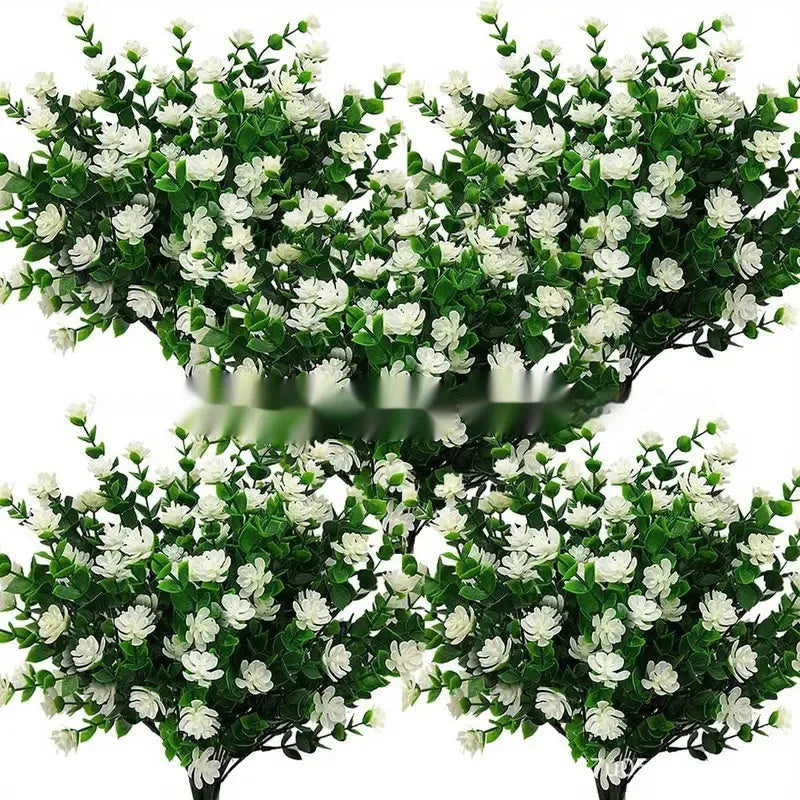 Plastic artificial eucalyptus camellia bouquet in mixed colours for wedding decor and photography props