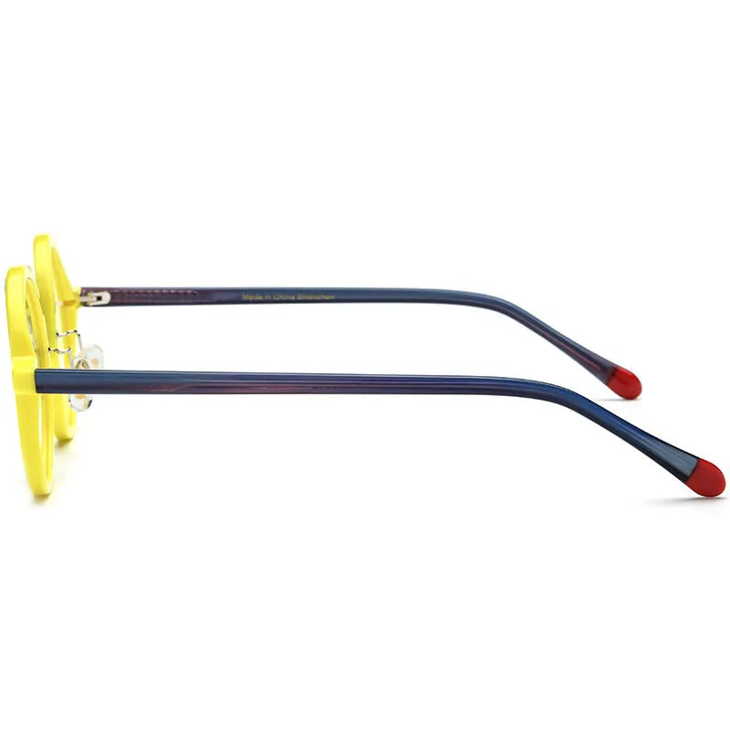 Multi-color round sheet eyeglass frame unisex for adults with 44-28-148 mm specs and plate construction