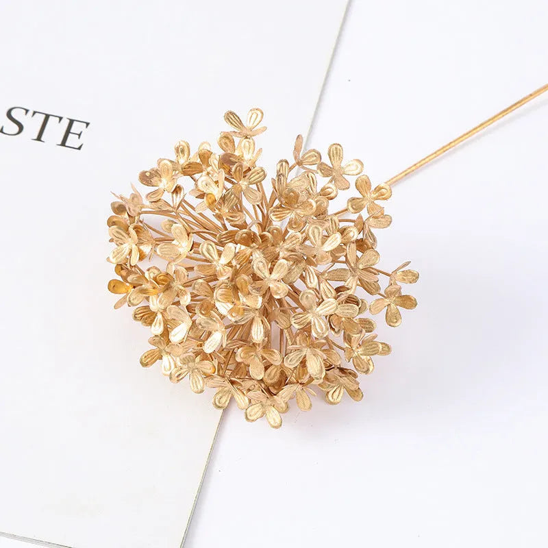 Gold plastic Persian eucalyptus and ginkgo leaf artificial flower arrangement for wedding decor