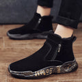 Men's high-top snow boots in 2280 black and white with suede upper and lace-up closure
