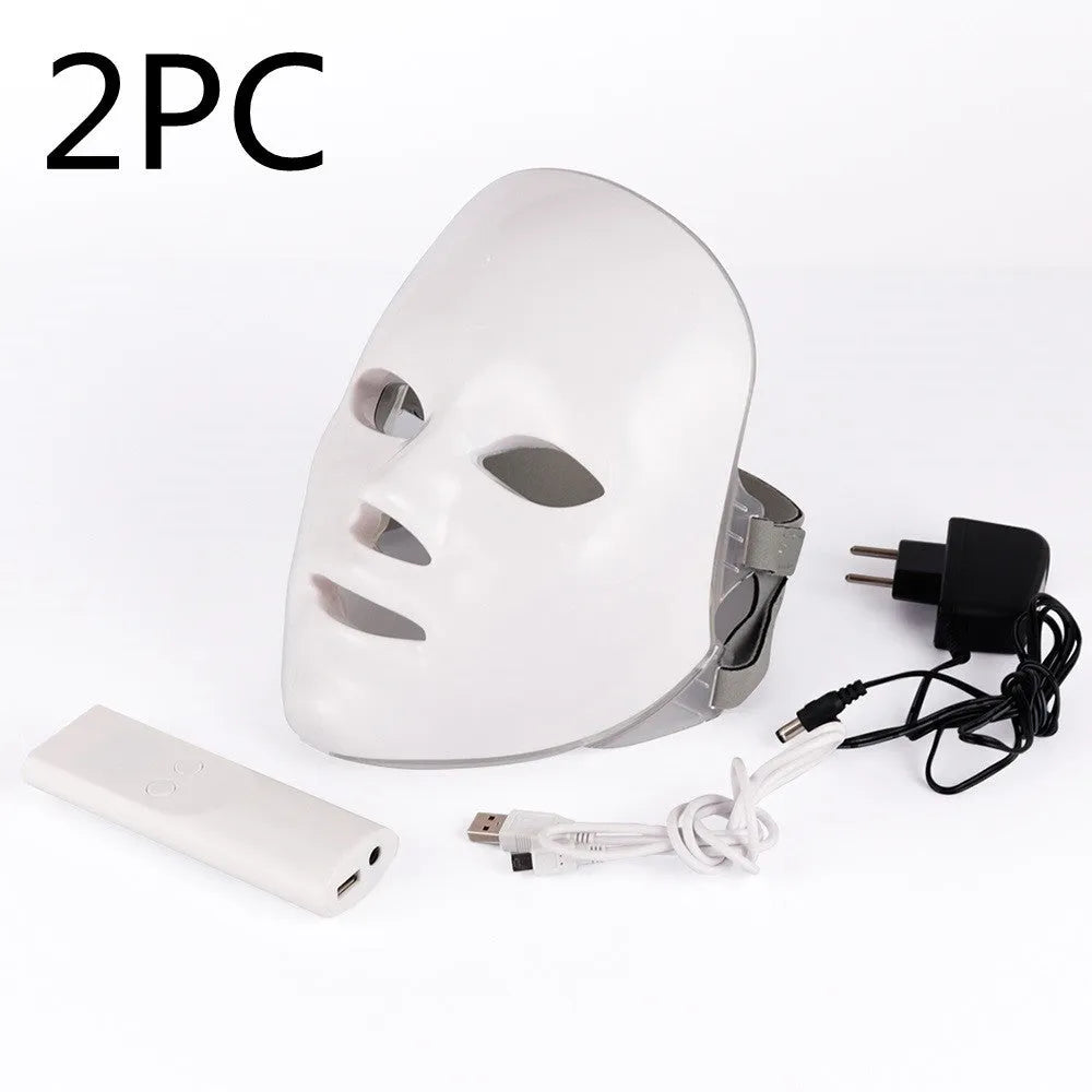 Seven colour LED photon rejuvenation skin mask with 330 lights and ABS construction on a white background