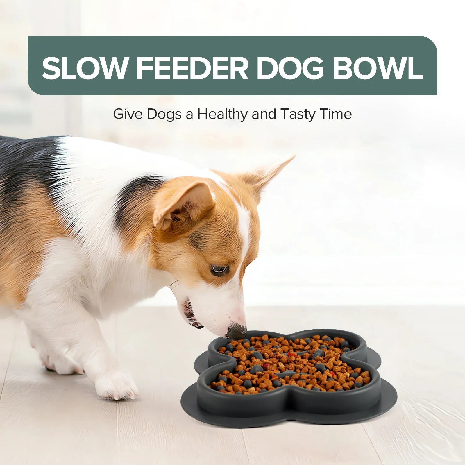 Silicone pet slow feeder licking pad with textured ridges, shown in blue colour