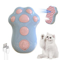 Blue self-cleaning cat steam brush with silicone head and water spray function.