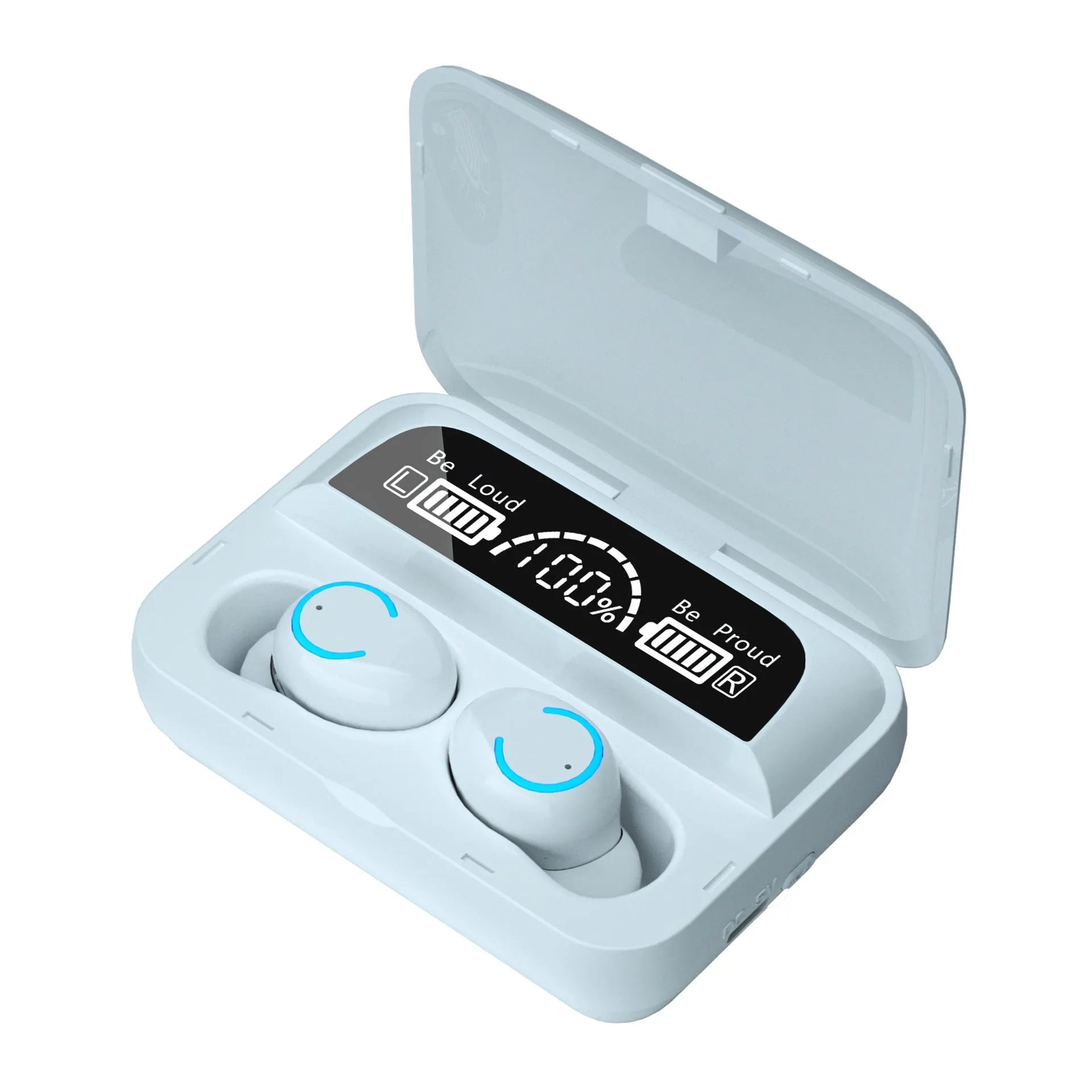 Mini sports in-ear Bluetooth headset with charging bay, black colour, touch controls