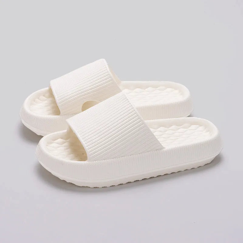 Women's solid colour EVA slippers with rhombus stripe pattern and anti-slip sole, pink colour