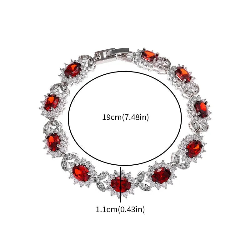 Women's zircon bracelet with electroplated finish in environmentally friendly alloy showing colour options