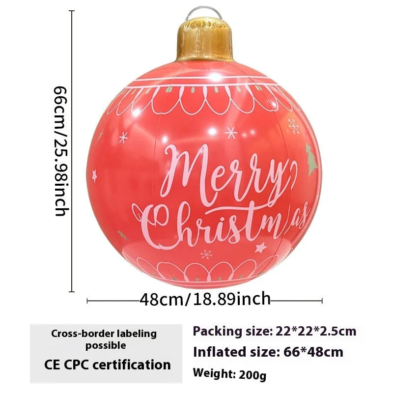 Inflatable PVC Christmas ball decoration for outdoor garden use with hand pump