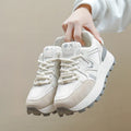 Women's black platform sports casual shoes with lace-up front and round toe.