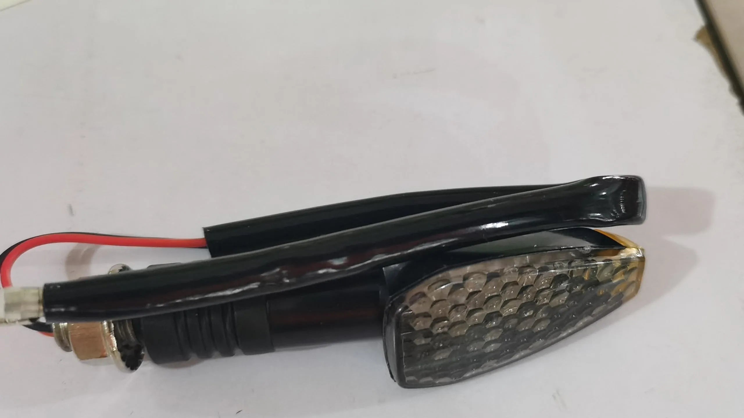 Motorcycle LED turn signal light 85mm length blackened shell yellow indicator