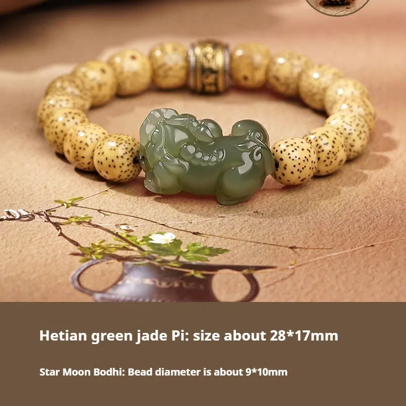 Hetian jade bracelet with braided rope closure in traditional Chinese style