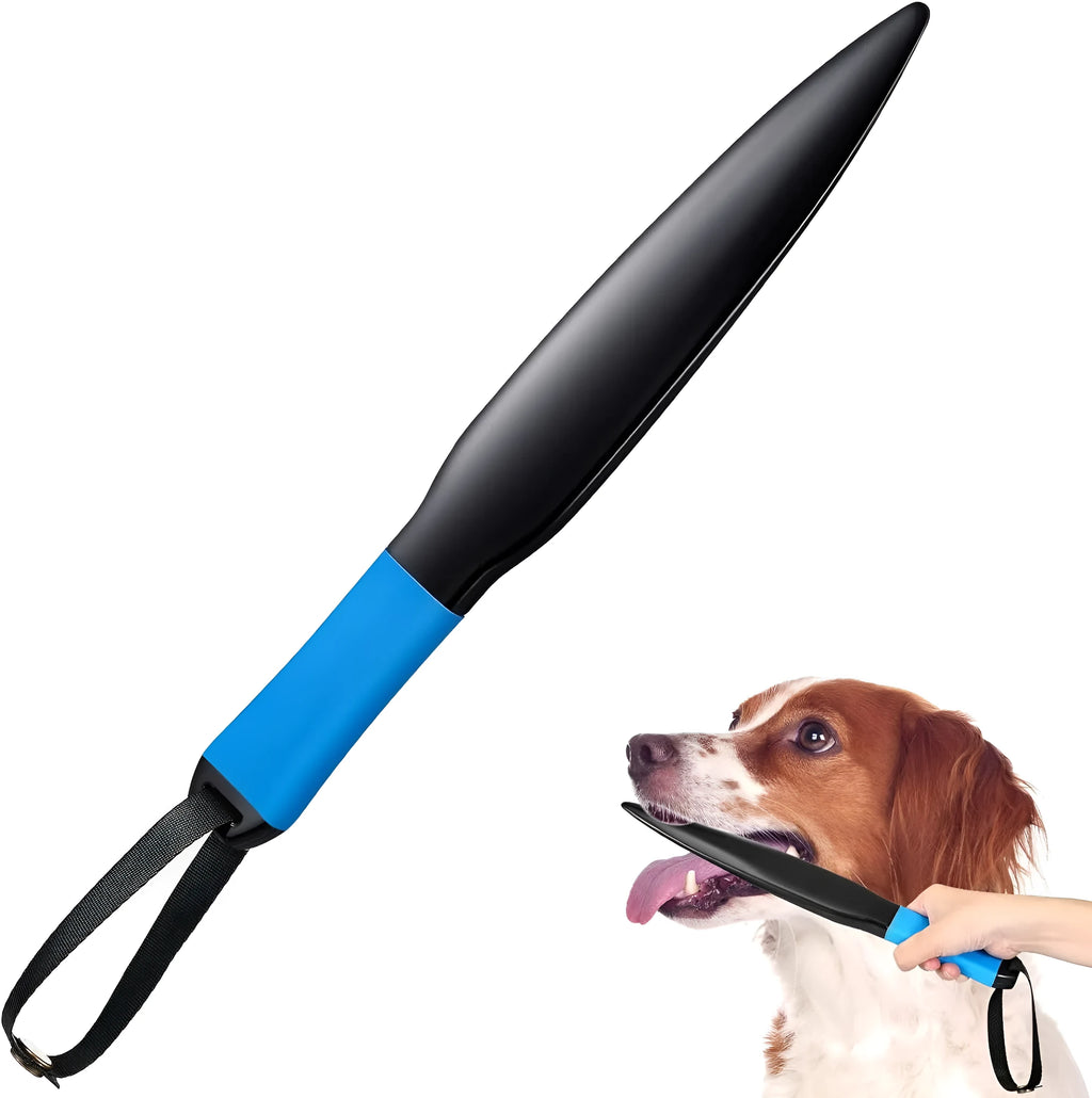 Blue handled nylon dog break stick for training small and medium dogs.