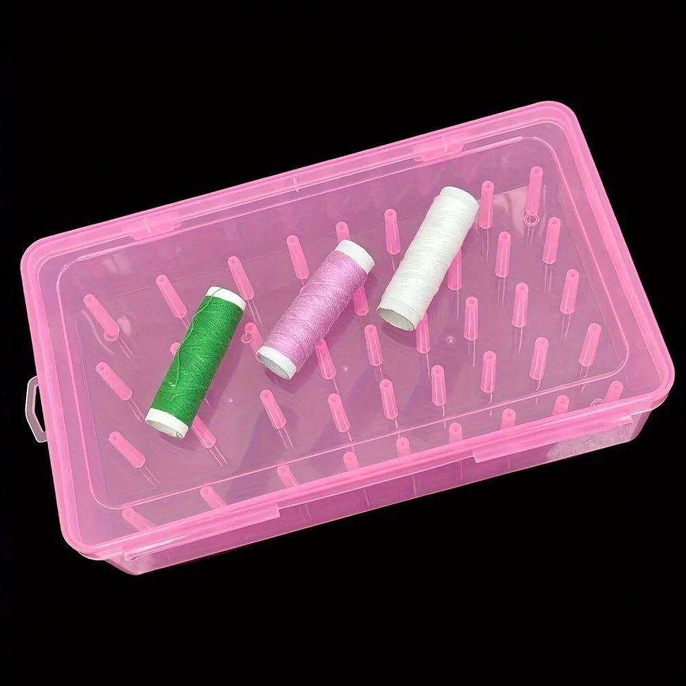 42 compartment transparent pink blue PP plastic embroidery thread sewing storage box