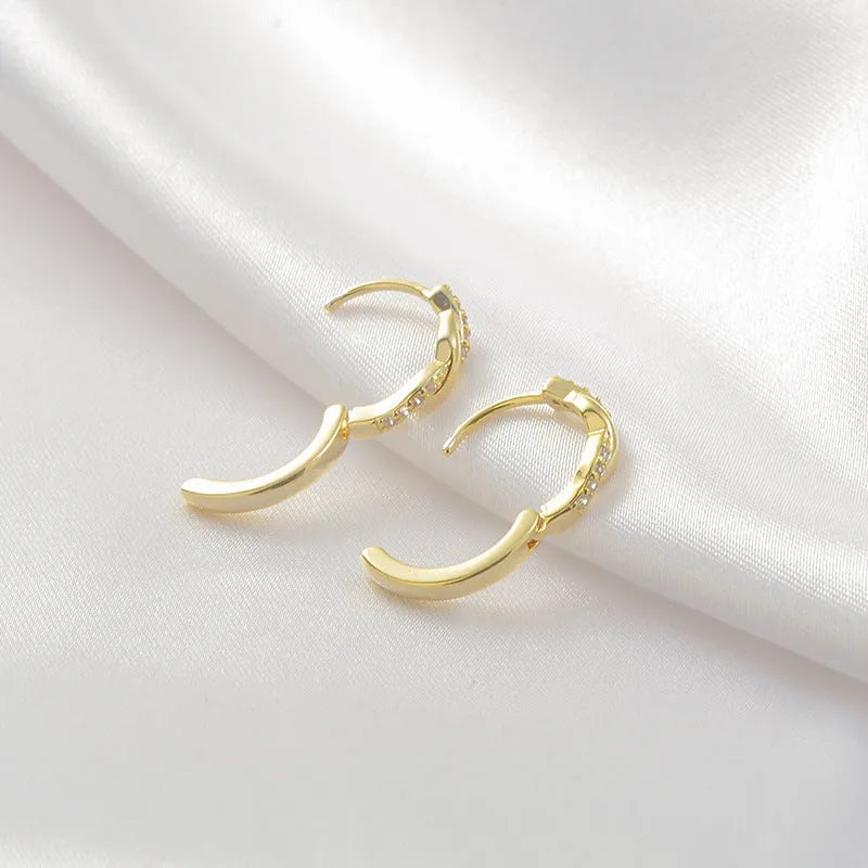 Geometric interwoven hemp rope earclip earrings with round bead accents in gold or silver colour