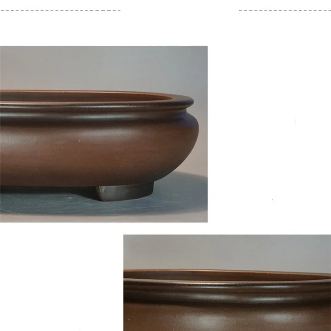 Purple clay handmade desktop flowerpot with classical styling for indoor office or home gardening