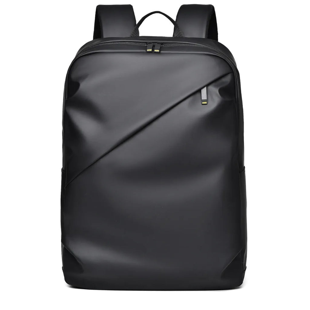 Large capacity waterproof backpack in black blue or grey colours made from PU leather with simple design