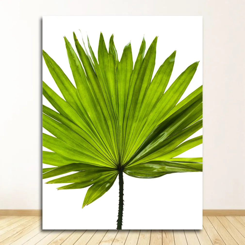 Frameless canvas wall art with green plant pattern in multiple sizes 10x15cm to 60x90cm