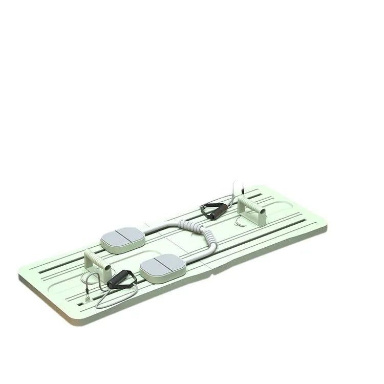 Purple foldable PP plastic belly panel fitness board laid flat on a floor.