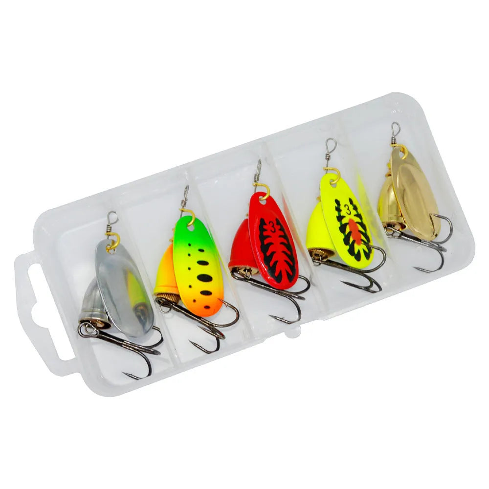 R composite rotating sequins copper bell fishing lure in seven colour options including gold, silver, and rose gold