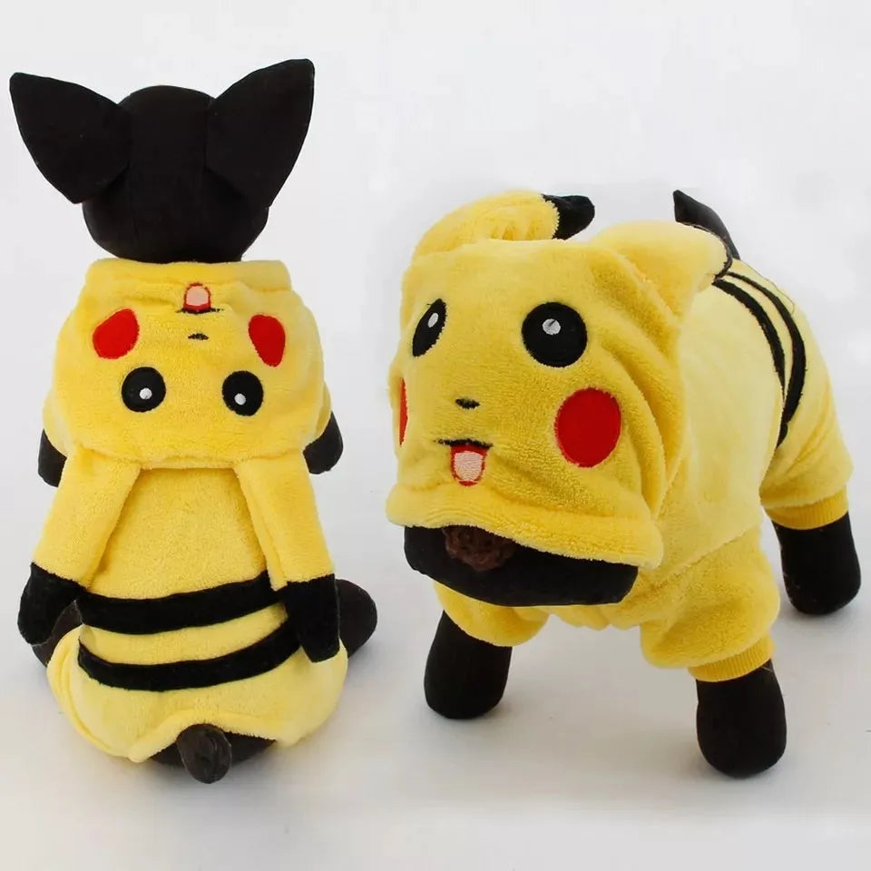 Fleece cat coat with hood in cartoon design for autumn winter indoor wear