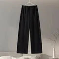Women's polar fleece suit set with pleated long sleeve top and wide leg trousers in multiple colour options