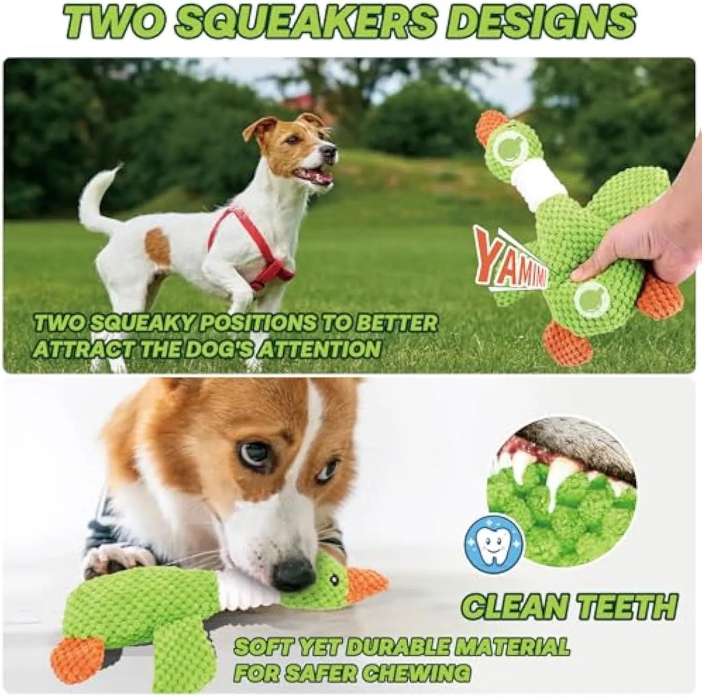 Blue duck-shaped dog plush toy with squeakers for small medium large breed dogs