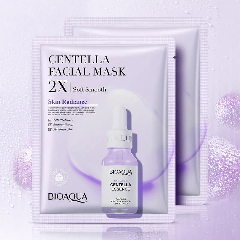 Single collagen hyaluronic acid facial sheet mask with 30g gel serum, shown on white background