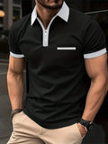Men's casual short sleeve polo shirt with chest pocket in multiple colour combinations