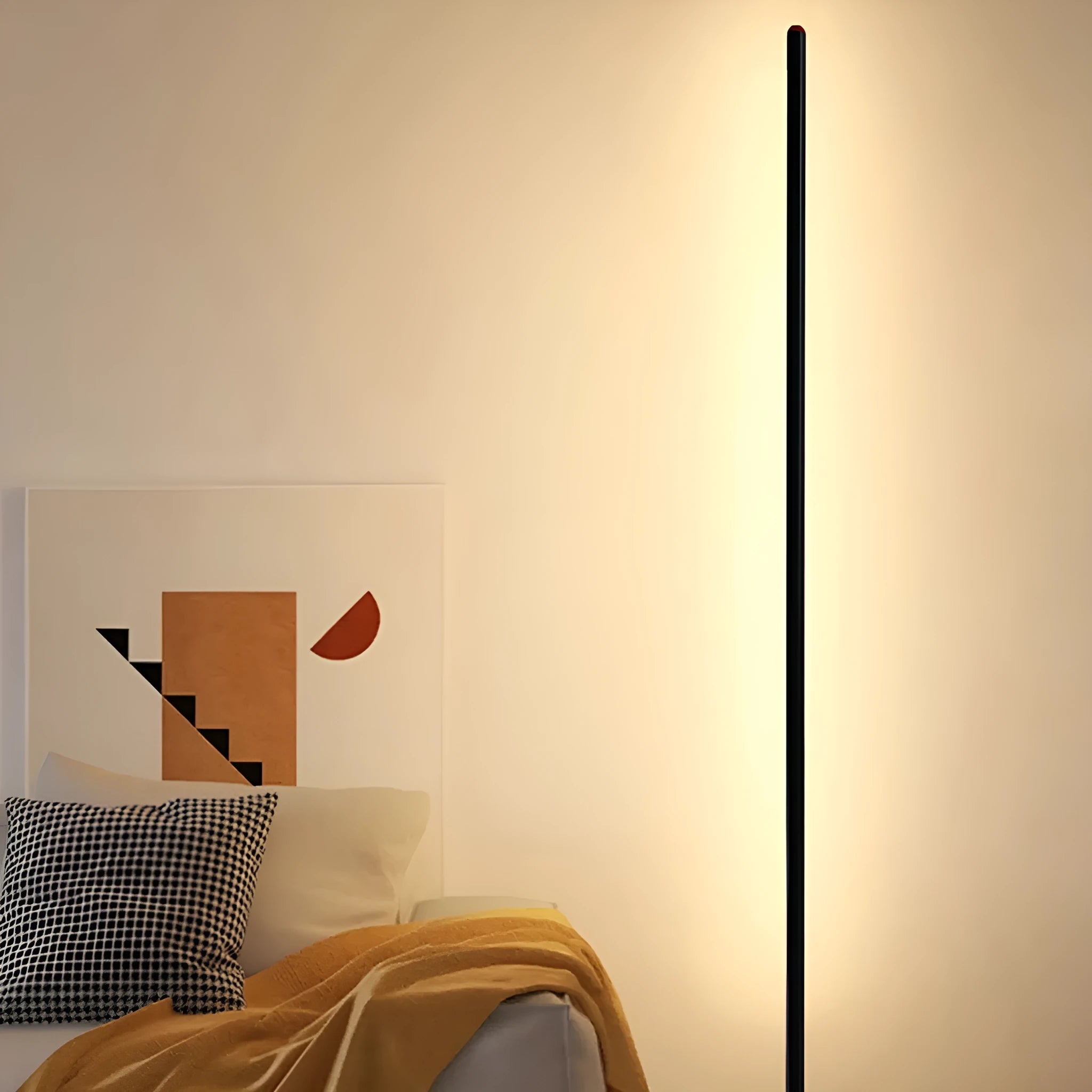 Simple vertical aluminium alloy floor lamp in modern design showing three size options.