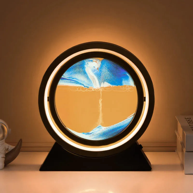 3D dynamic quicksand art ornament in glass casing with plastic base, 24cm tall, in picture colour