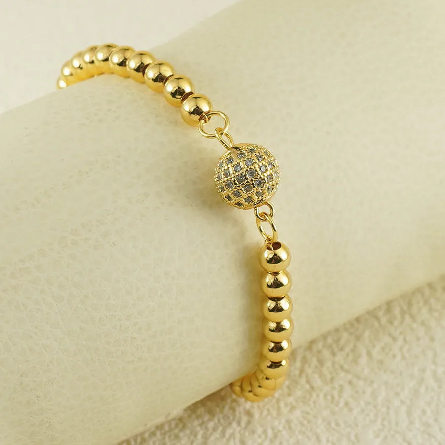 Arabic style copper bracelet with zircon stone and heart-shaped charm for women