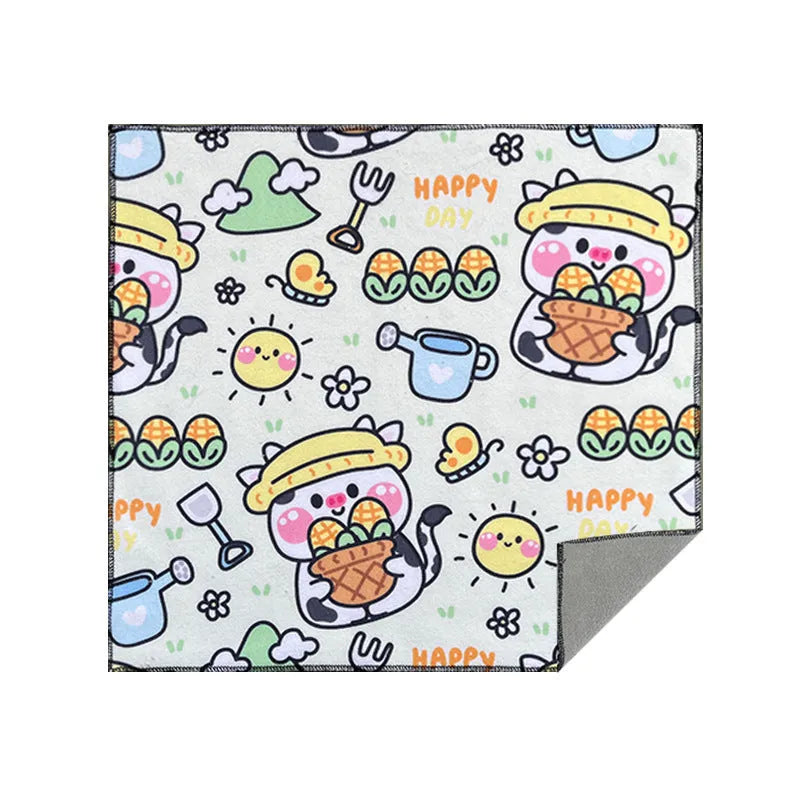 Nylon cosmetic bag with cartoon cat print in blue puppy design, shown in large 55cm size.