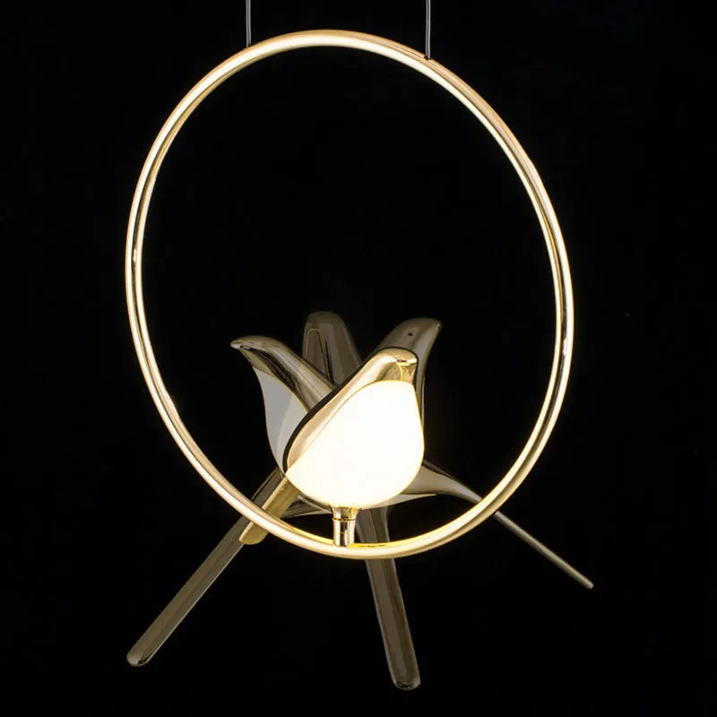 Modern minimalist magpie bird chandelier with zinc alloy and acrylic construction 150cm height