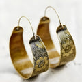 Gold hollow pattern geometric petal earrings for women, alloy electroplated finish