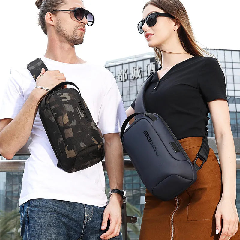 Men's Oxford cloth USB shoulder bag in business style with charging port