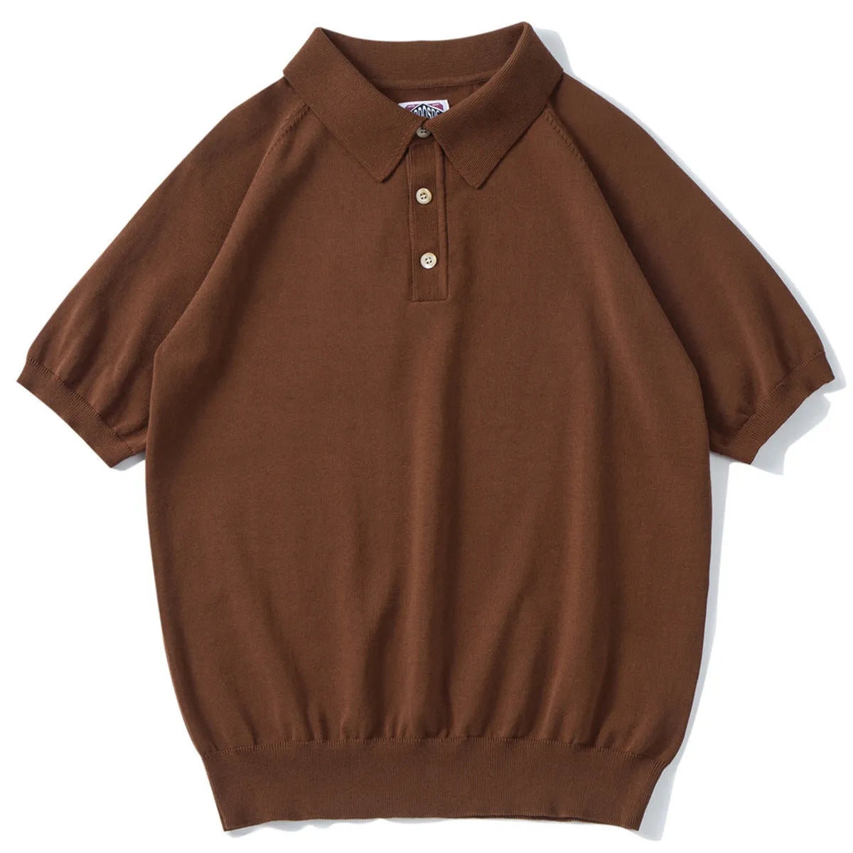 Retro slim fit short-sleeved cotton T-shirt shown in a solid colour on a model.