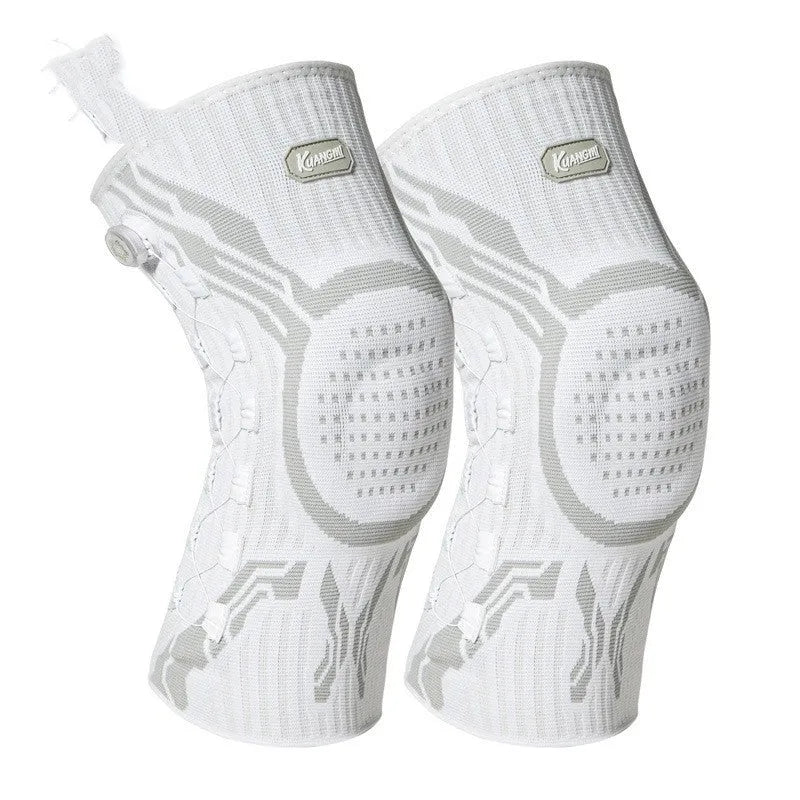 Grey and white sports knee pads showing left and right foot versions for adult basketball football running badminton