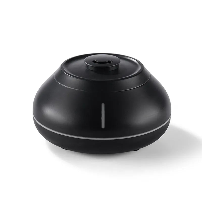 Desktop aroma diffuser with colourful simulation flame effect and LED light in white finish
