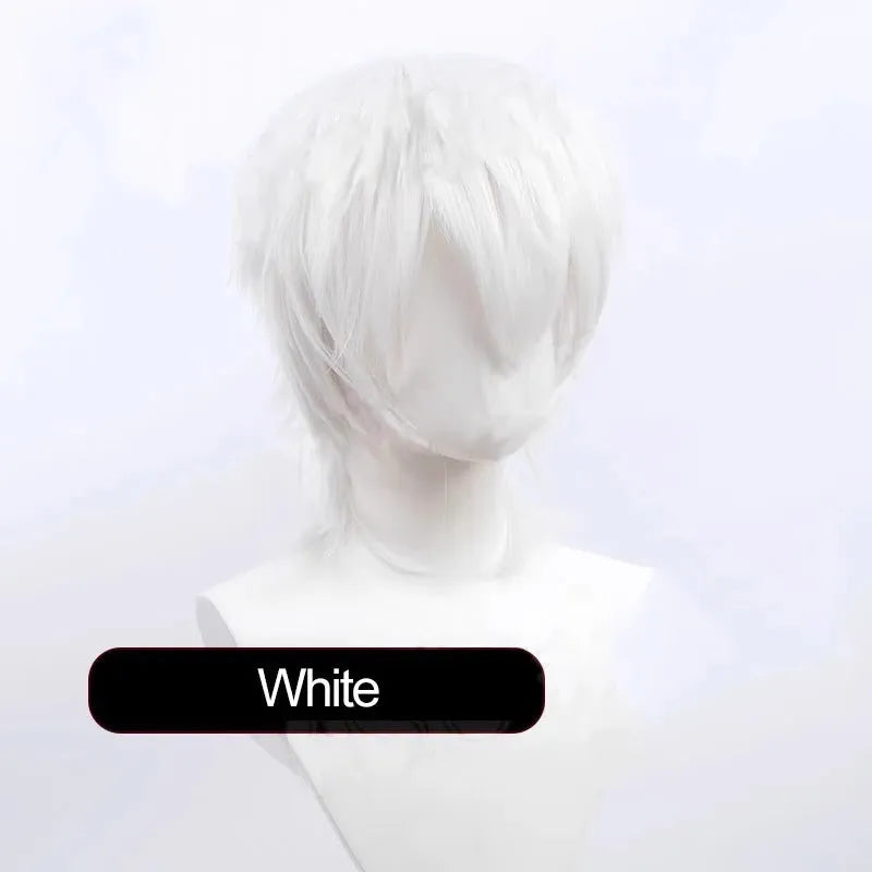 Men's short hairstyle cosplay wig in high-temperature fibre with anti-curling mechanism