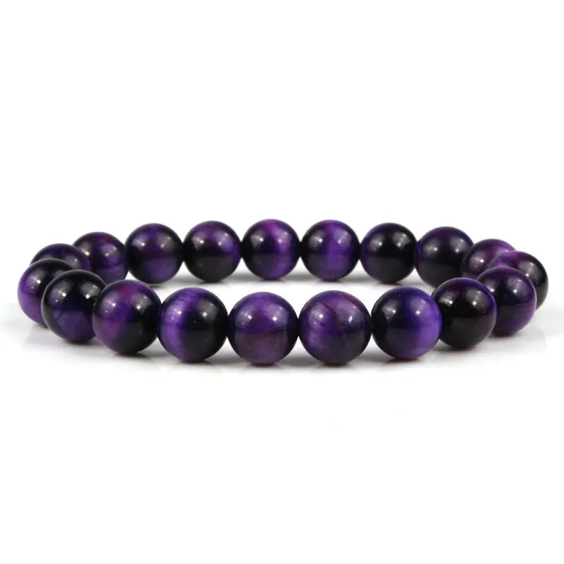 Natural tigereye crystal bead bracelet with round beads in a choice of colours and sizes.