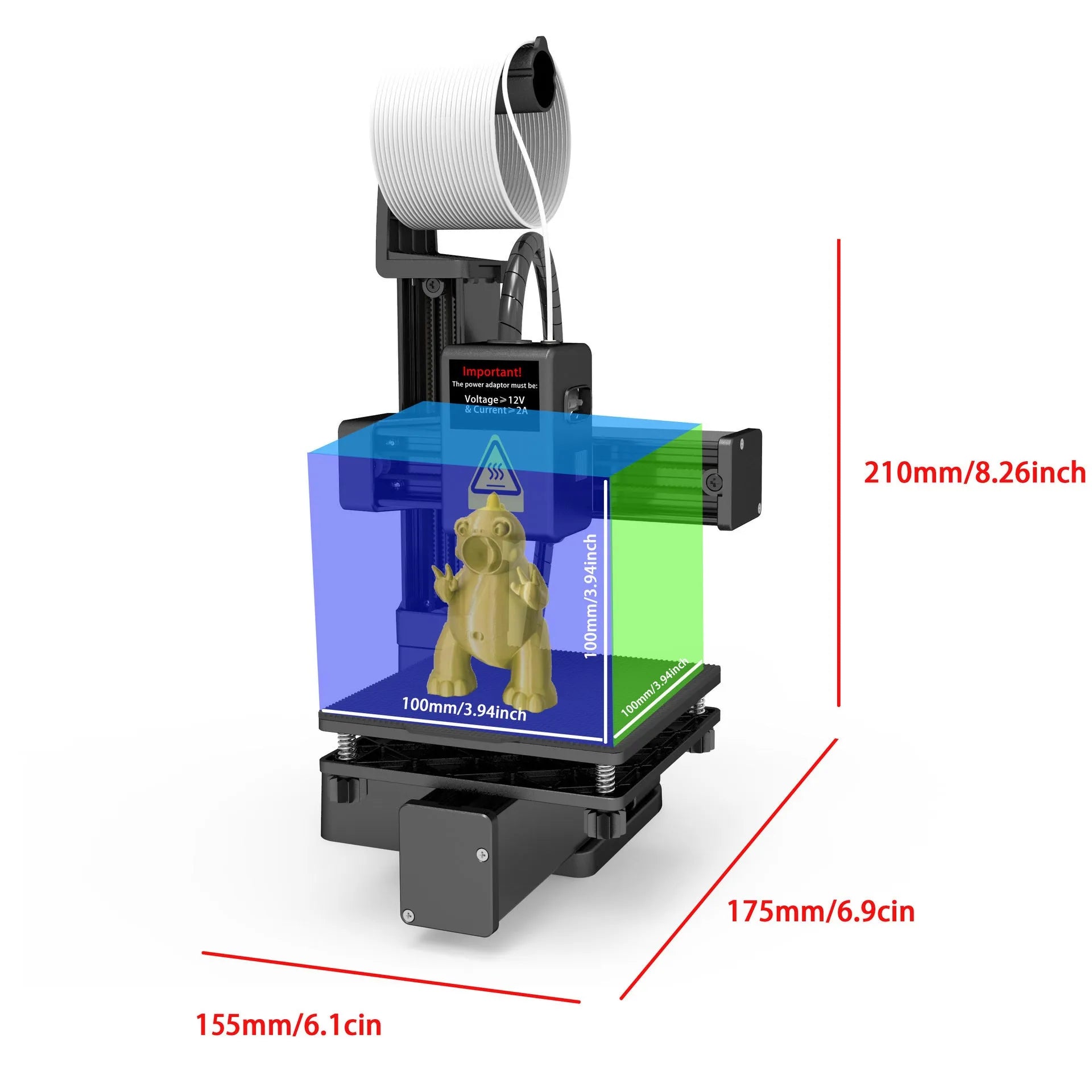 White EasyThreed K10 3D printer with 175mm build volume for TPU and PLA filaments
