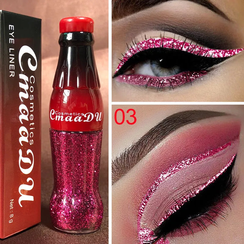 CmaaDu Colour Glitter Liquid Eyeliner in multiple shades, water-resistant liquid glitter formula for precise eye definition