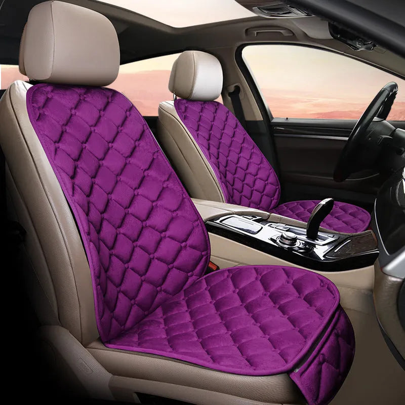 Ringer-style cotton plush car seat cushion in burgundy, black, coffee, grey, purple, or warm rice colour.