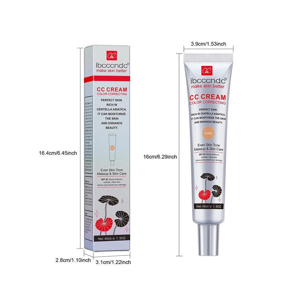 Erborian CC Cream tube in dark and light shade options for colour correcting makeup.