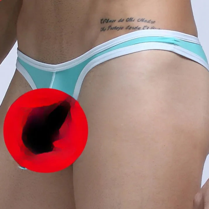 Men's Ice Silk briefs in various colours showing sizes M, L, and XL.