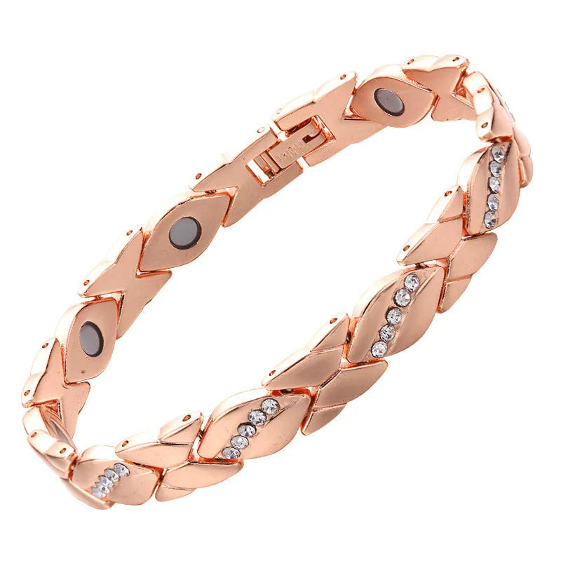 Retro bowknot five diamond strong magnetic red copper therapy bracelet unisex copper construction retro design