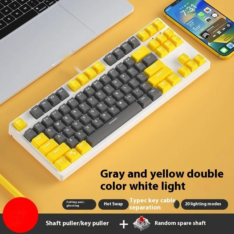87-key mechanical gaming keyboard with colourful keycaps and metal chassis