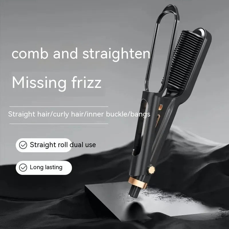 Anion Splint Electric Hair Curler 35W AC Black with straight hair inner buckle and included comb