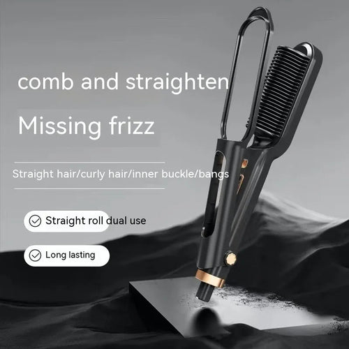 Anion Splint Electric Hair Curler 35W AC Black with straight hair inner buckle and included comb