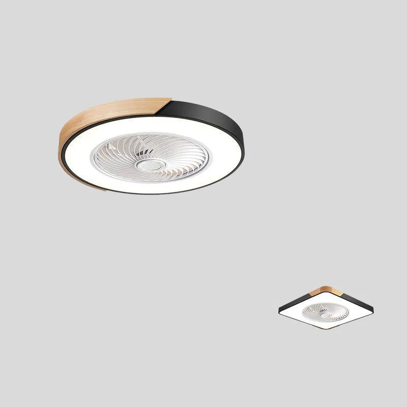 Nordic style ceiling fan light with solid wood blades for living room or bedroom